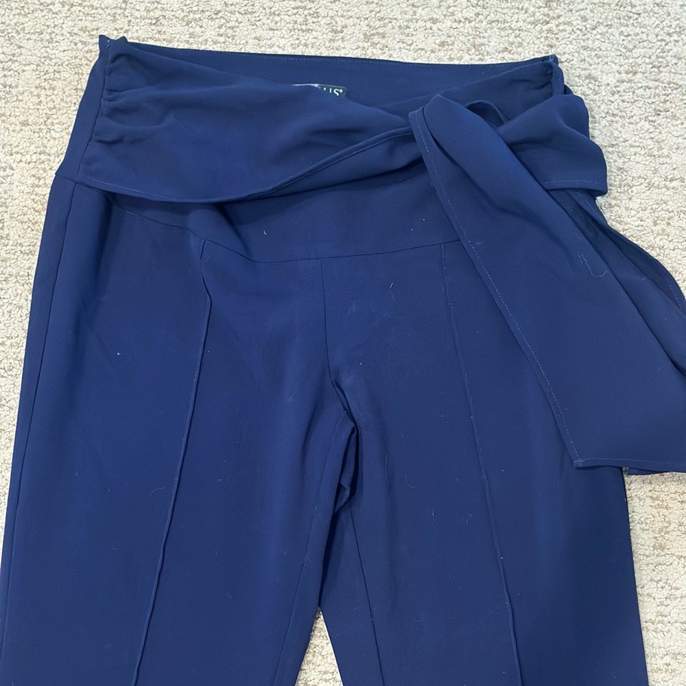 VENUS Navy Women's Trousers with Tie Waist